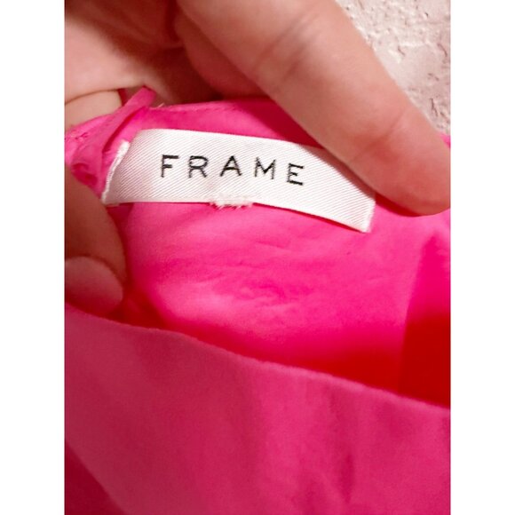 Frame Womens Tie Back Mini Dress Sleeveless Strappy Straight Neck Hot Pink Sz M - Picture 6 of 8